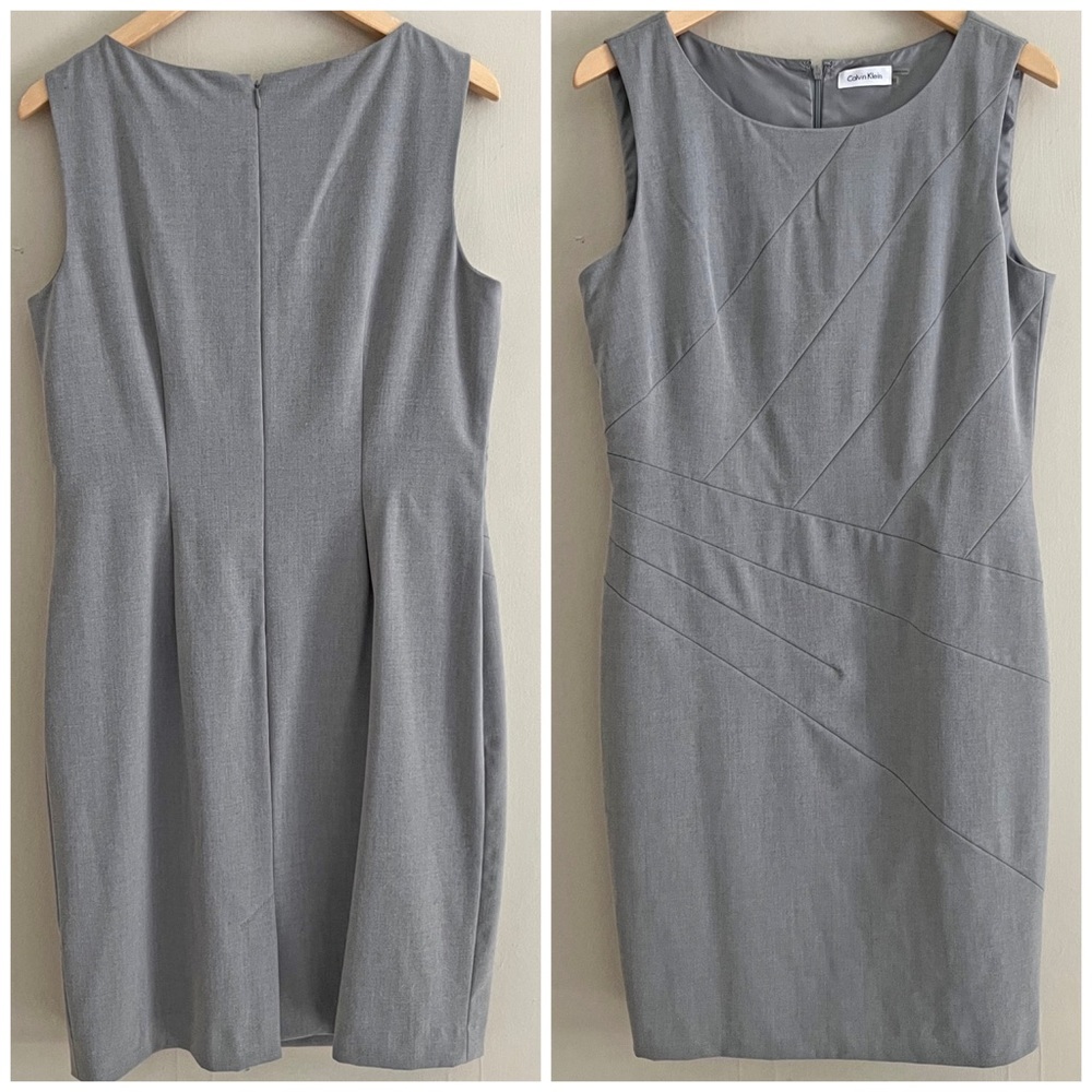 ☀️CALVIN KLEIN gray sleeveless sheath dress career chic